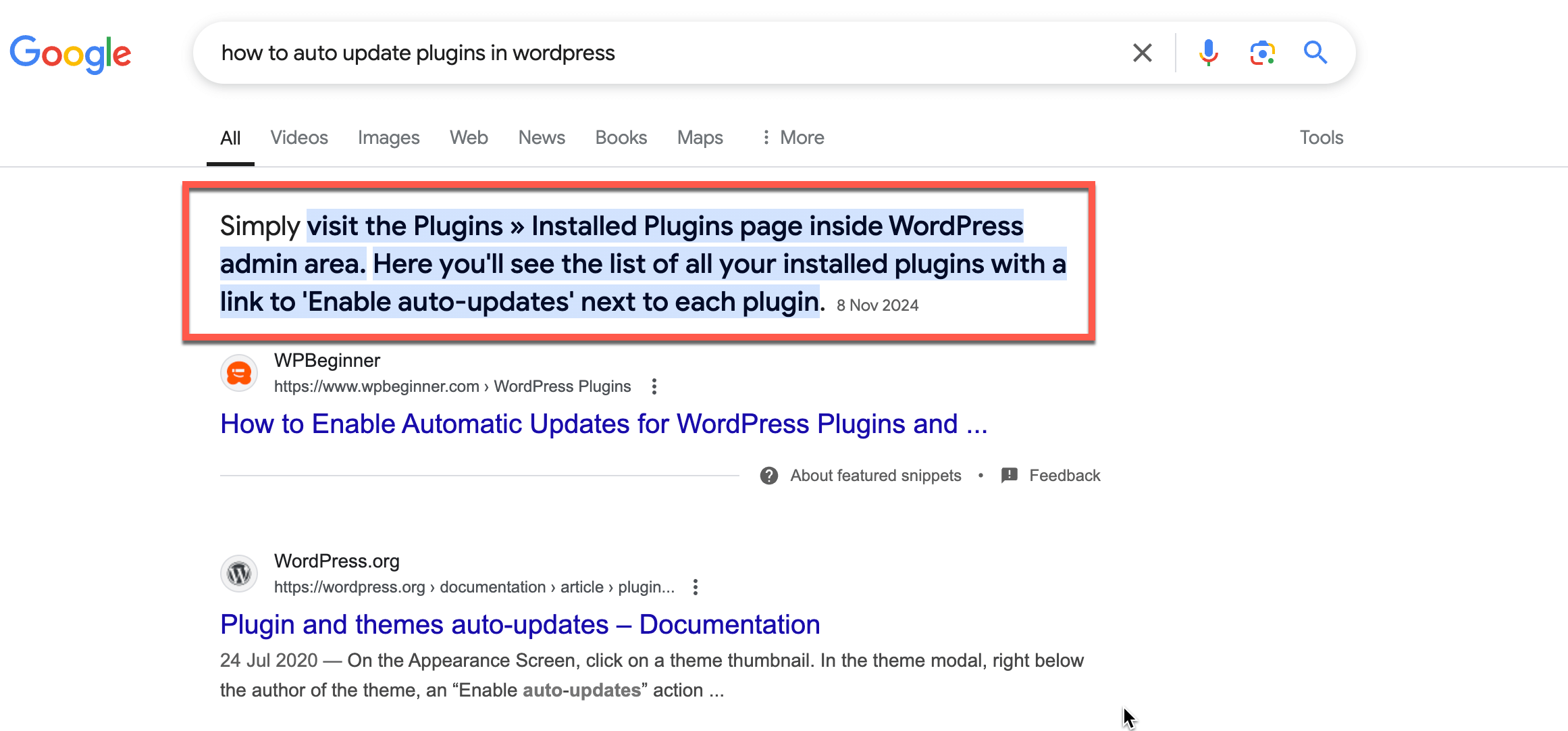 google featured snippet